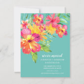 Tropische Hibiscus Floral Moving Announge Kaart (Voorkant)