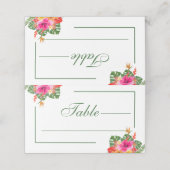 Tropische Hibiscus Floral Palm Leaves Wedden Plaatskaartje (Buitenkant ongevouwen)