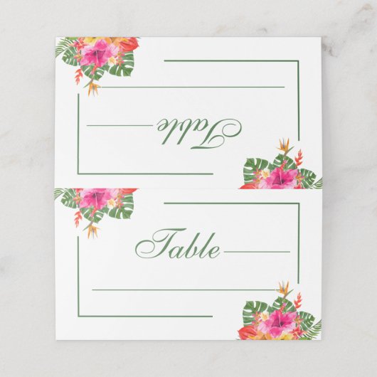 Tropische Hibiscus Floral Palm Leaves Wedden Plaatskaartje (Buitenkant ongevouwen)