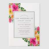 Tropische Hibiscus Floral Palm Leaves Wedden Vellum Uitnodigingen (Voorkant)