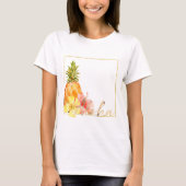 Tropische Hibiscus Floral Pineapple T-shirt (Voorkant)