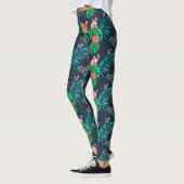 Tropische Hibiscus Floral Print met Oerwoud Parrot Leggings (Links)