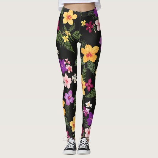 Tropische Hibiscus Floral Ultra Leggings (Voorkant)