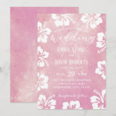 Tropische Hibiscus Floral Waterverf Weddenschap Kaart (Voorkant / Achterkant)