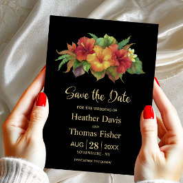 Tropische Hibiscus Floral Wedding Save the Date Kaart