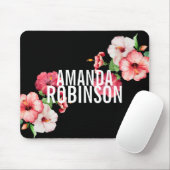 Tropische Hibiscus  Florals Bold Text Muismat (Met muis)