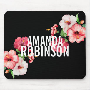 Tropische Hibiscus  Florals Bold Text Muismat