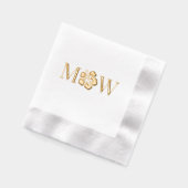 Tropische Hibiscus Flower 2 Initiaal bruiloft paar Folie Servetten (Links)