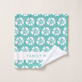 Tropische Hibiscus flower Hawaii bloemgedrukte bla Bad Handdoek (Wasdoekje)