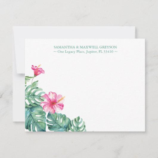 Tropische Hibiscus Flower Personalized Stationery Notitiekaartje (Voorkant)
