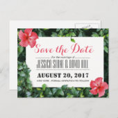 Tropische Hibiscus Flowers bruiloft de datum bewar Aankondigingskaart (Voorkant / Achterkant)