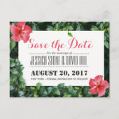 Tropische Hibiscus Flowers bruiloft de datum bewar Aankondigingskaart (Voorkant)