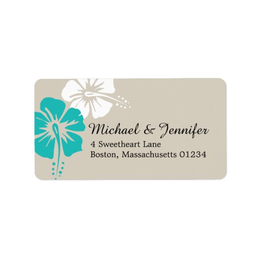 Tropische Hibiscus Flowers Etiket (Voorkant)