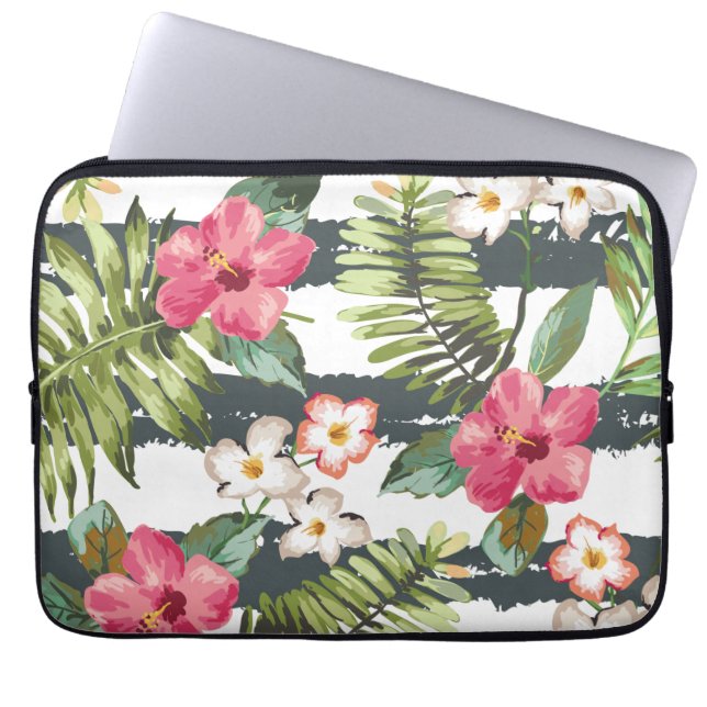 Tropische Hibiscus Flowers Floral Laptop Sleeve (Voorkant)