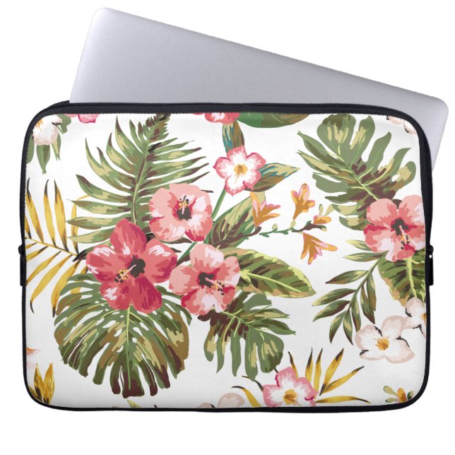 Tropische Hibiscus Flowers Floral Laptop Sleeve (Voorkant)