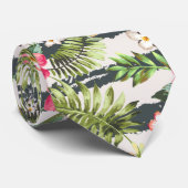 Tropische Hibiscus Flowers laten stripes patroonpa Stropdas (Opgerold)