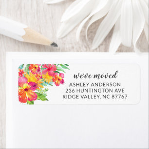 Tropische Hibiscus Flowers Nieuw adreslabel Etiket