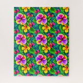 Tropische Hibiscus Flowers & Oerwoud Leaves Legpuzzel (Verticaal)