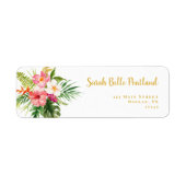 Tropische Hibiscus Flowers Return Address Label (Voorkant)