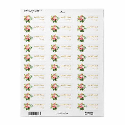 Tropische Hibiscus Flowers Return Address Label (Full Sheet)