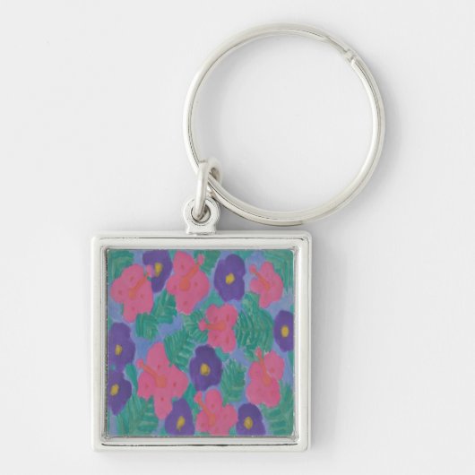 Tropische Hibiscus Flowers Sleutelhanger (Voorkant)