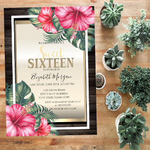 Tropische Hibiscus Frame Hout Zoete 16 Kaart
