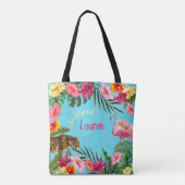 Tropische Hibiscus Full Print Canvas tas (Achterkant)