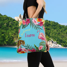 Tropische Hibiscus Full Print Canvas tas
