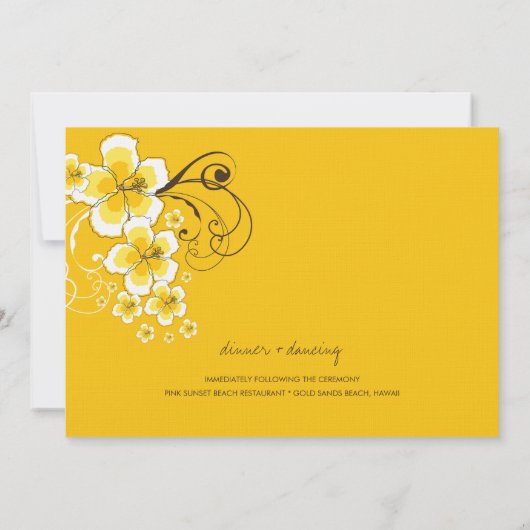 Tropische Hibiscus Geel Luau Strand Bruiloft Uitno Kaart (Achterkant)