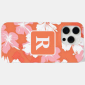 Tropische hibiscus gepersonaliseerd monogram Case-Mate iPhone case (Achterkant (horizontaal))