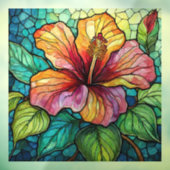 Tropische Hibiscus Glas in lood kunst Raamsticker (Vel 3)