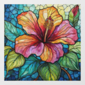 Tropische Hibiscus Glas in lood kunst Raamsticker (Vel)