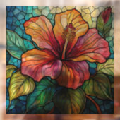 Tropische Hibiscus Glas in lood kunst Raamsticker (Vel 2)