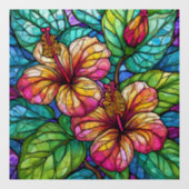 Tropische Hibiscus Glas in lood kunst Raamsticker (Vel)