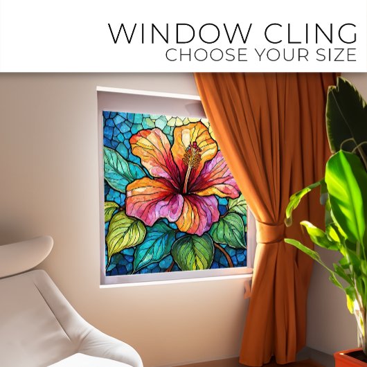 Tropische Hibiscus Glas in lood kunst Raamsticker