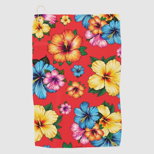 Tropische Hibiscus Golfhanddoek (Voorkant)