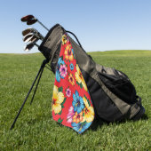 Tropische Hibiscus Golfhanddoek (Groen)