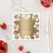 Tropische Hibiscus Gouden Achtergrond Elegante Tro Servetten (Insitu)