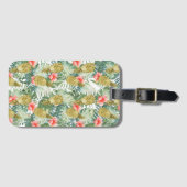 Tropische Hibiscus Gouden Ananas Bloemen Bagagelabel (Voorkant (horizontaal))