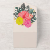 Tropische Hibiscus Hand getrokken zomer bruiloft All In One Uitnodiging (Buitenkant)