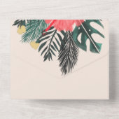 Tropische Hibiscus Hand getrokken zomer bruiloft All In One Uitnodiging (Achterkant)