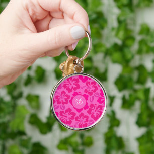 Tropische Hibiscus Hawaii Girly bloemenpatroon Sleutelhanger