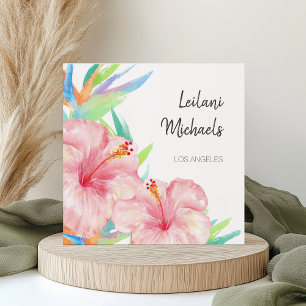 Tropische Hibiscus Hawaiiaanse bloem Vierkante Visitekaartje