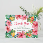 Tropische Hibiscus Hawaiiaanse Bruiloft Bedankt Ka (Staand voorkant)