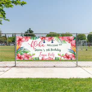 Tropische Hibiscus Hawaiian Aloha Verjaardagsfeest Spandoek