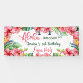 Tropische Hibiscus Hawaiian Aloha Verjaardagsfeest Spandoek (Horizontaal)