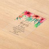 Tropische hibiscus Hawaiian Beach bruiloft Acryl Uitnodigingen (Laagn)
