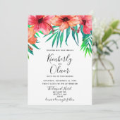 Tropische hibiscus Hawaiian Beach bruiloft Kaart (Staand voorkant)
