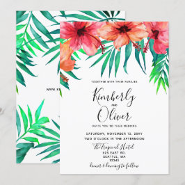 Tropische hibiscus Hawaiian Beach bruiloft Kaart