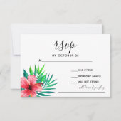 Tropische hibiscus Hawaiian Beach bruiloft RSVP Kaartje (Voorkant)